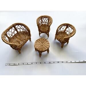Vintage Wicker Doll Furniture 4 pieces
